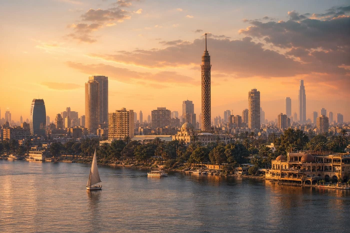 Cairo skyline at golden hour — the home base of Tima Codex's Egypt-based web development team